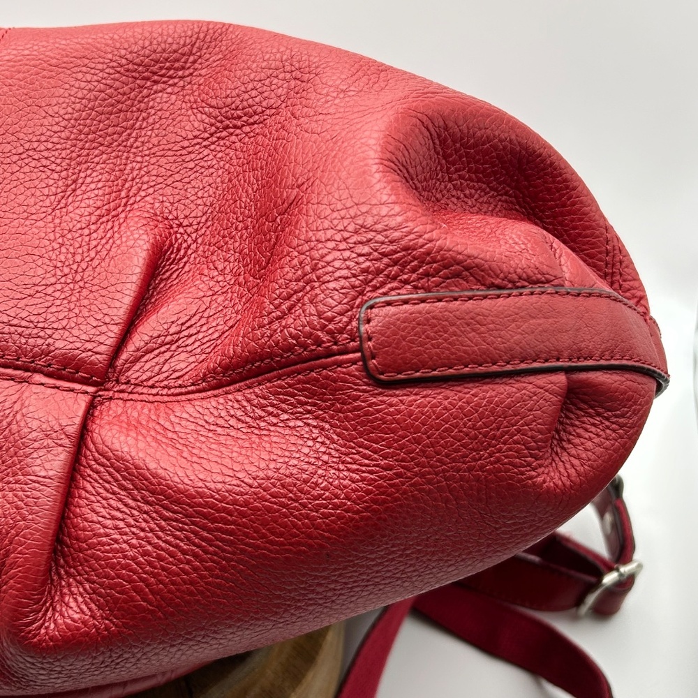 TIGNANELLO Red Pebble Leather Large 3 Way Convertible Satchel/Crossbody Bag EUC - Picture 11 of 13